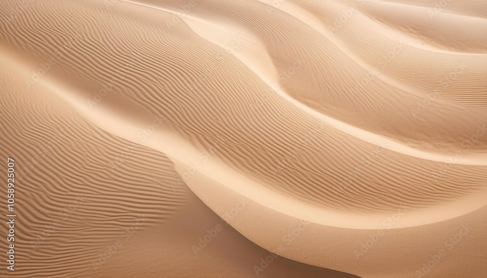 Obraz premium Serene Desert Sand Dune Ripples in Soft Light. Natural Patterned Texture for Calm Backgrounds, Web Design, or Environmental Concepts on Nature’s Patterns and Minimalism