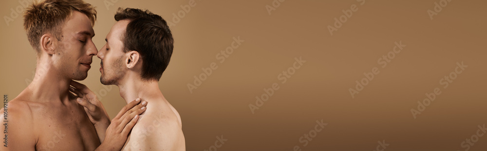 A loving embrace reveals a deep bond between two young men, radiating warmth and affection.