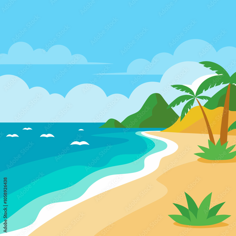 Fototapeta premium beach with palm trees and sea