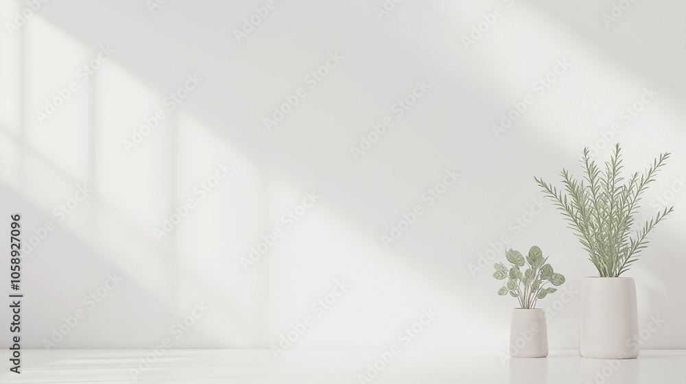 シンプルな白い部屋と植物 12 シンプルな白い部屋と植物 12