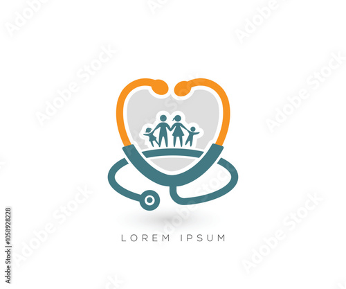 Family medical  logo design template