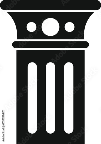 Simple black vector icon of a classic column, representing strength, history, and architectural design