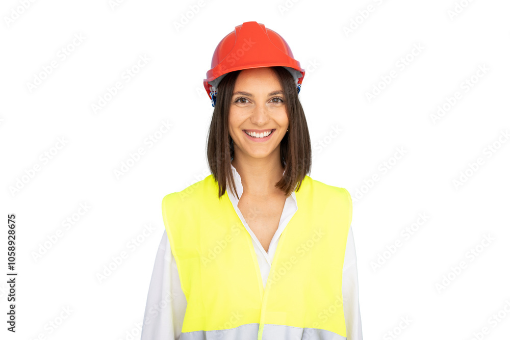 Young female construction engineer in a hard hat Young female construction engineer in a hard hat