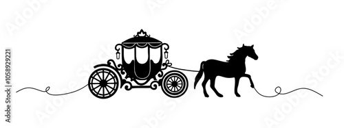 cinderella carriage silhouette and line art