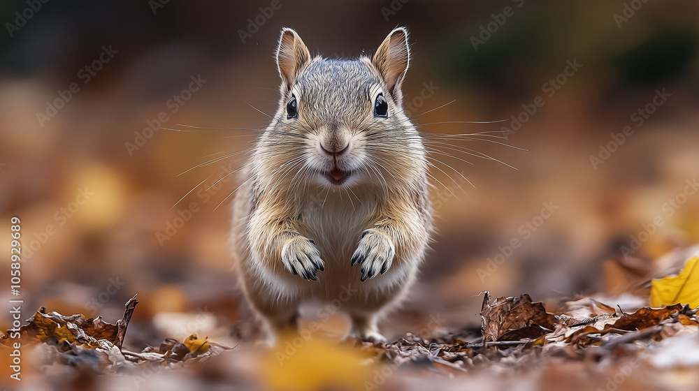 Curious Chipmunk: A playful chipmunk pauses mid-leap, its beady eyes sparkling with mischief as it scampers through a bed of vibrant autumn leaves. Curious Chipmunk: A playful chipmunk pauses mid-leap, its beady eyes sparkling with mischief as it scampers through a bed of vibrant autumn leaves.