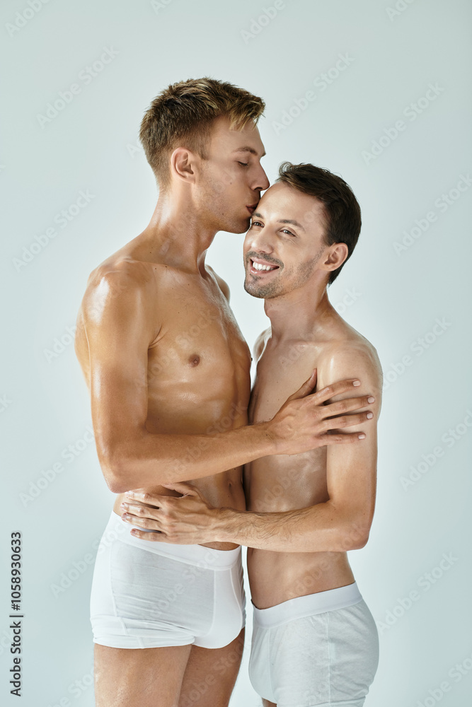 A young couple embraces joyfully in a serene setting, exuding love and happiness together. A young couple embraces joyfully in a serene setting, exuding love and happiness together.