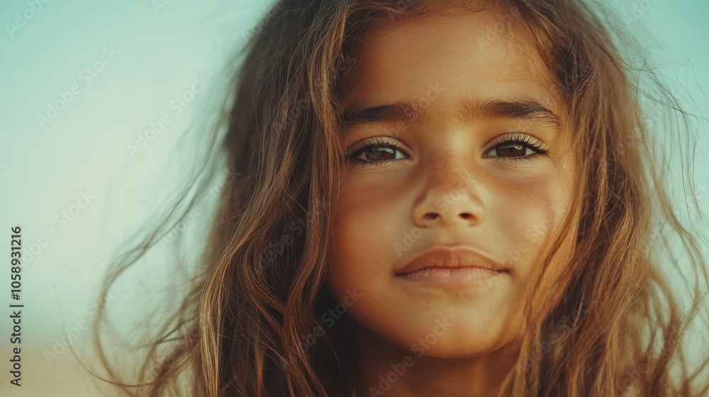 A close-up image captures the serious yet tender expression of a girl, her face softly illuminated, framed elegantly with natural waves highlighting her contemplative nature. A close-up image captures the serious yet tender expression of a girl, her face softly illuminated, framed elegantly with natural waves highlighting her contemplative nature.