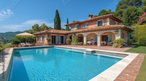 Luxury stone french house with pool