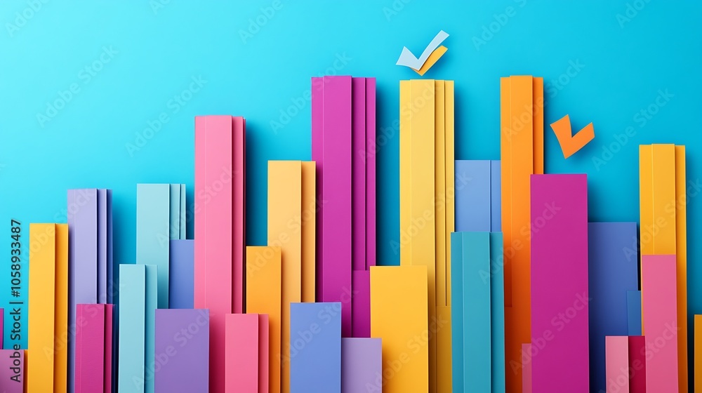 Colorful Paper Cut Illustration of Downloading Bars Colorful Paper Cut Illustration of Downloading Bars