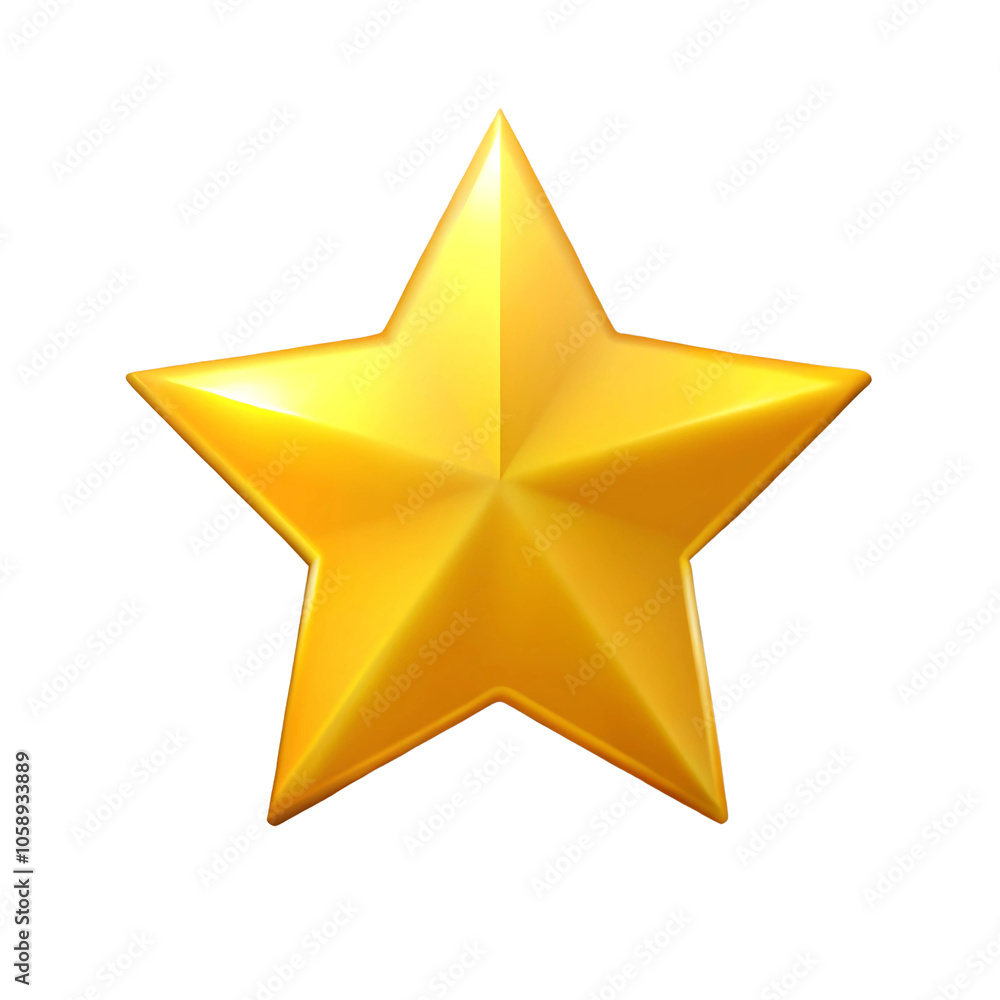 Obraz premium Golden 3D Star Icon on White Background