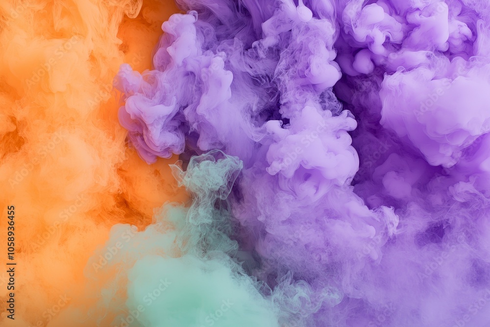 Fototapeta premium Vibrant Smoke Clouds in Dynamic Purple and Orange Gradients
