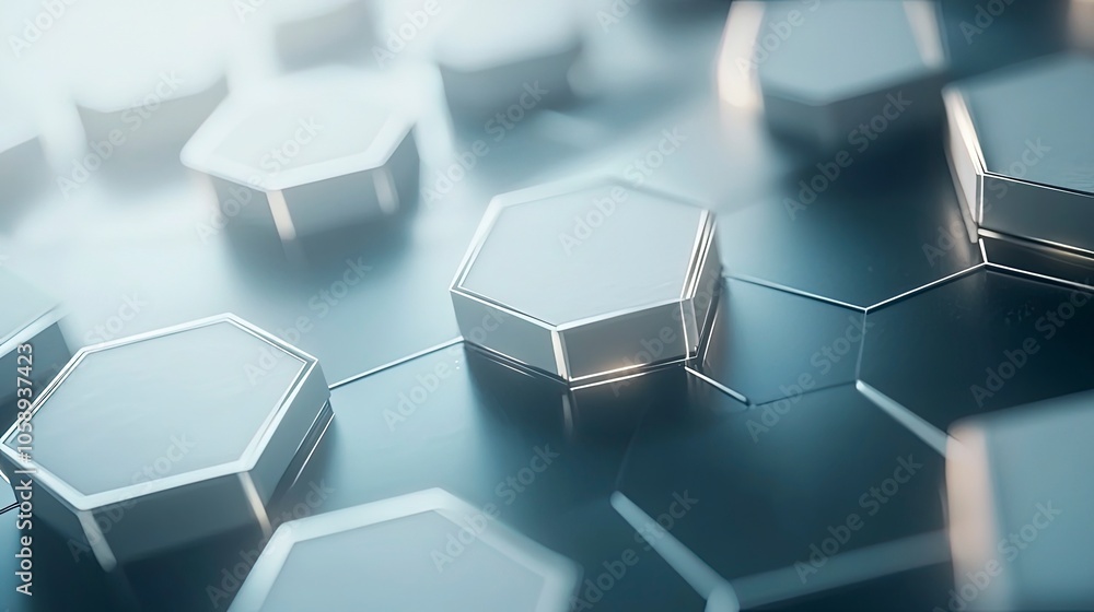 Obraz premium Corporate abstract background with hexagonal shapes and cool tones, symbolizing structured and reliable insurance systems
