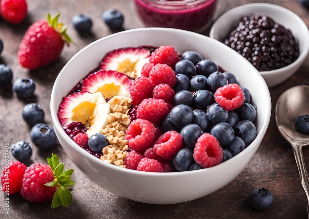 Acai bowl blueberry raspberry breakfast Acai bowl blueberry raspberry breakfast