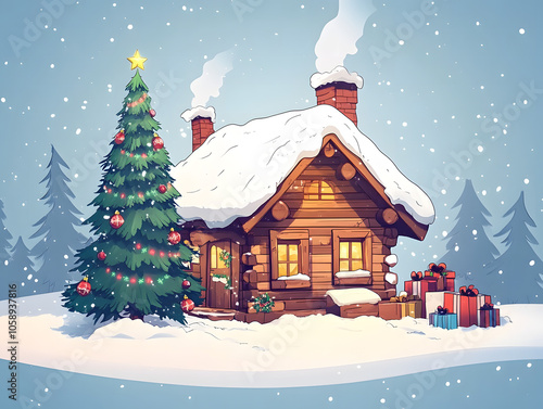 Snowy Christmas Cabin