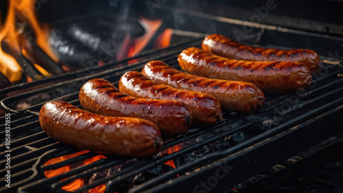 sausages on the grill
