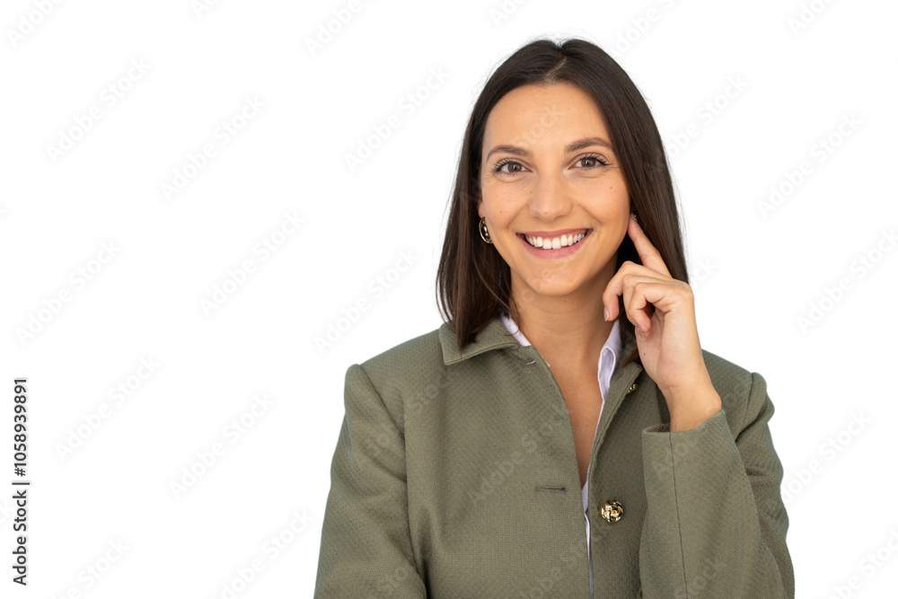 Confident woman in business attire gesturing purposefully Confident woman in business attire gesturing purposefully