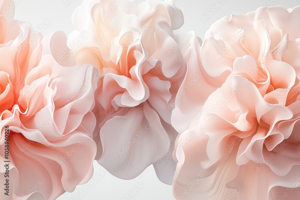 Soft layered flower petals, delicate white and peach colors Soft layered flower petals, delicate white and peach colors