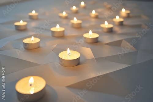 Lit Candles on a Textured White Surface photo