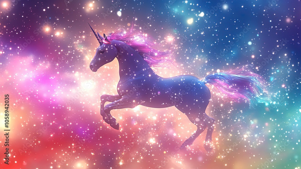 Rainbow unicorn fantasy background with stars and sparkles. Holographic illustration in pastel colors. Bright multicolored sky Rainbow unicorn fantasy background with stars and sparkles. Holographic illustration in pastel colors. Bright multicolored sky