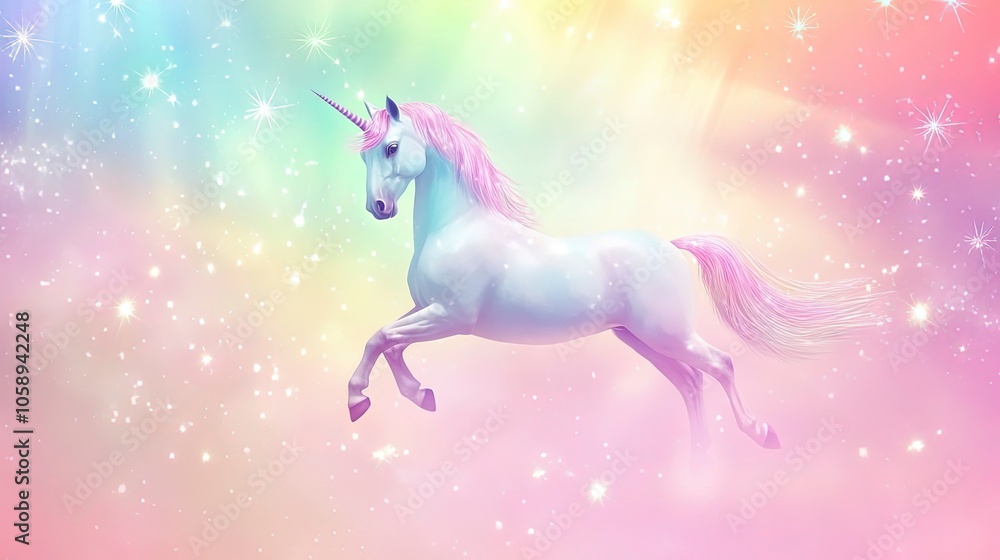 Rainbow unicorn fantasy background with stars and sparkles. Holographic illustration in pastel colors. Bright multicolored sky Rainbow unicorn fantasy background with stars and sparkles. Holographic illustration in pastel colors. Bright multicolored sky