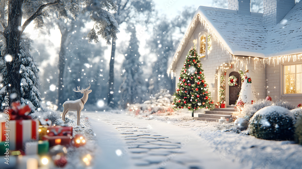 Fototapeta premium Snowy Christmas Home Decor