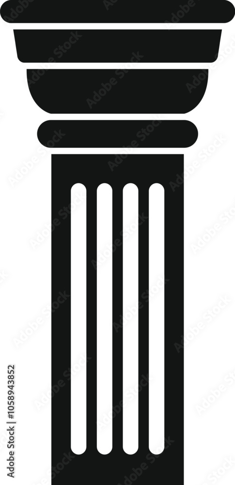 Simple black and white vector icon of a fluted column with tuscan order capital, ideal for projects related to history, architecture, or classical design Simple black and white vector icon of a fluted column with tuscan order capital, ideal for projects related to history, architecture, or classical design