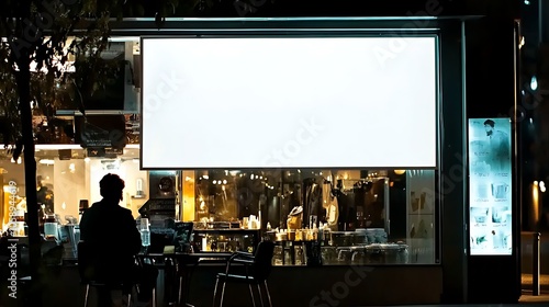 Wallpaper Mural Man Sitting at Cafe Looking Outside at Night Torontodigital.ca