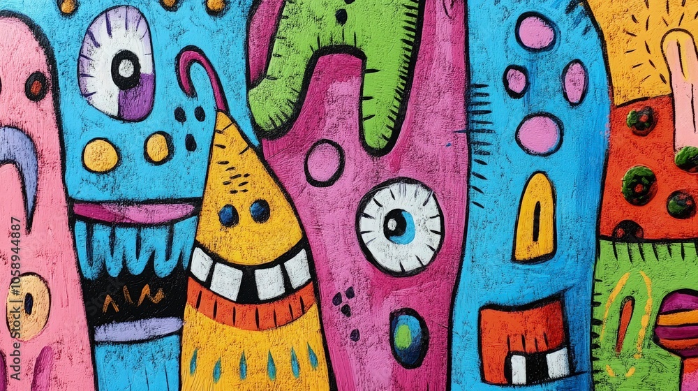 Obraz premium Whimsical doodles in bright colors on a soft background