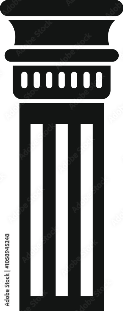 Simple black and white vector icon of a fluted column with tuscan capital, perfect for representing classical architecture Simple black and white vector icon of a fluted column with tuscan capital, perfect for representing classical architecture
