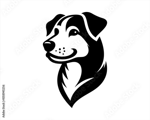 Dog head logo design template. Vector illustration. Simple silhouette. Flat style. Cartoon dog logo. Animal logotype concept. 