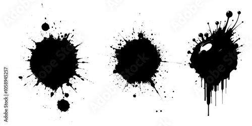 A set of black blots on a white background