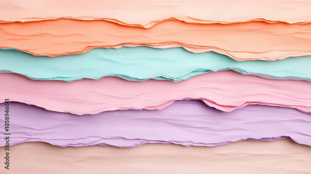 Vibrant and textured paper layers featuring pastel colors for creative design and artistic projects. Vibrant and textured paper layers featuring pastel colors for creative design and artistic projects.