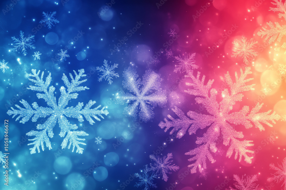 stunning winter background with glittering snowflakes and festive bokeh lights stunning winter background with glittering snowflakes and festive bokeh lights