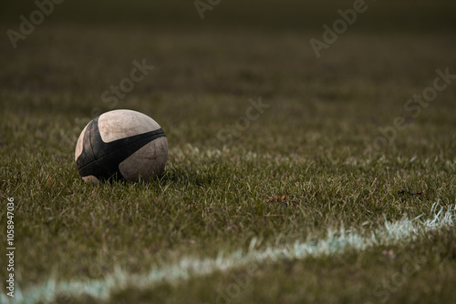 Rugby ball on a grass pitch