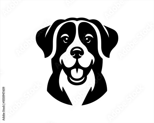 Dog head logo design template. Vector illustration. Simple silhouette. Flat style. Cartoon dog logo. Animal logotype concept. 