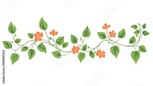 Wallpaper Mural Botanical Illustration of Floral Vines and Leaves Torontodigital.ca