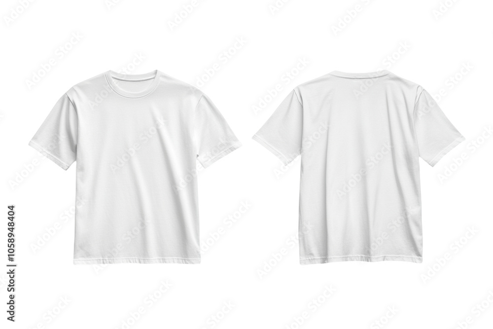 White Graphic T-shirt Mockup (Front and Back) Centered Graphic Isolated on Transparent. PNG White Graphic T-shirt Mockup (Front and Back) Centered Graphic Isolated on Transparent. PNG