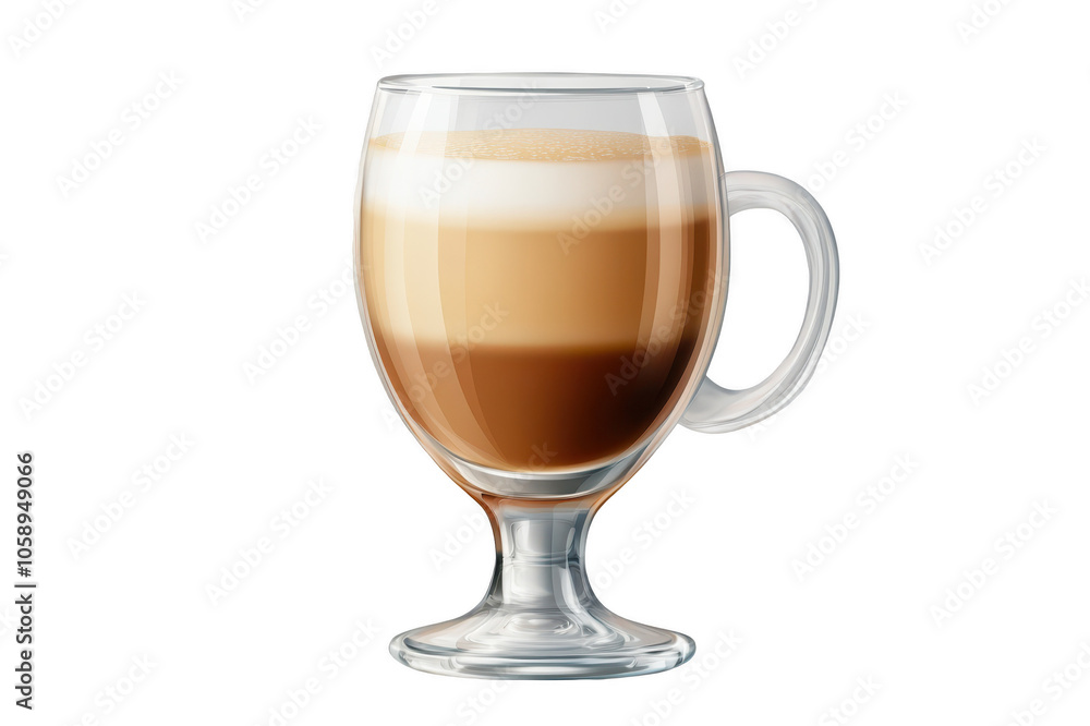 Latte macchiato coffee in elegant glass cup on transparent background Latte macchiato coffee in elegant glass cup on transparent background