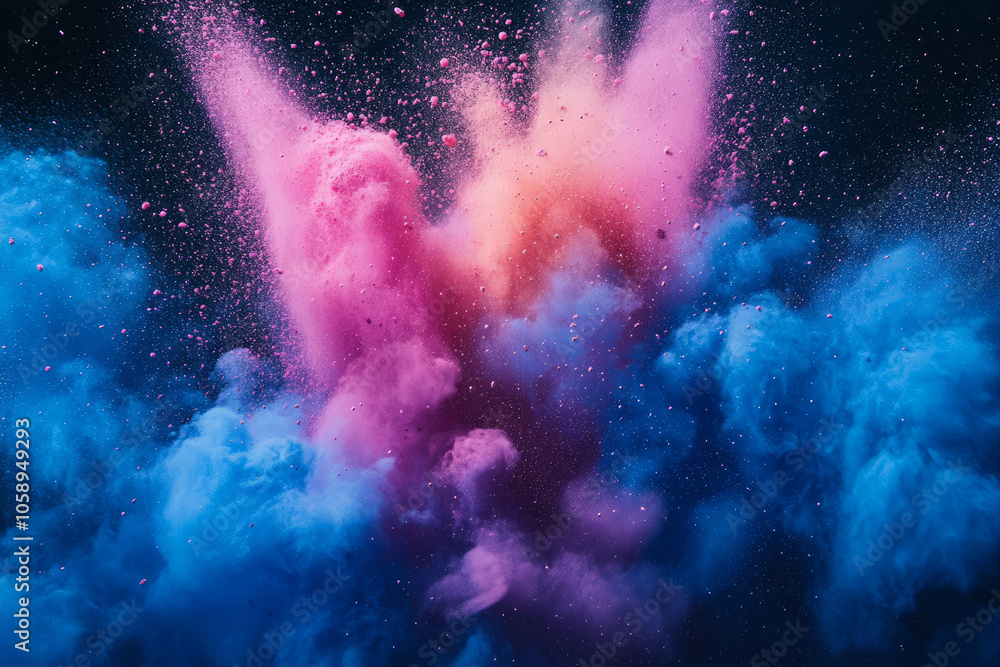 Fototapeta premium vibrant pink and blue powder explosion abstract art photography and creative design