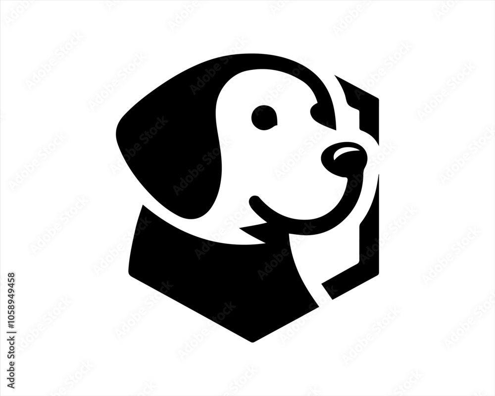 Fototapeta premium Dog head logo design template. Vector illustration. Simple silhouette. Flat style. Cartoon dog logo. Animal logotype concept. 
