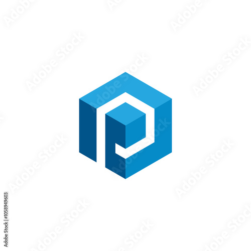 Letter P Hexagon Logo design vector template