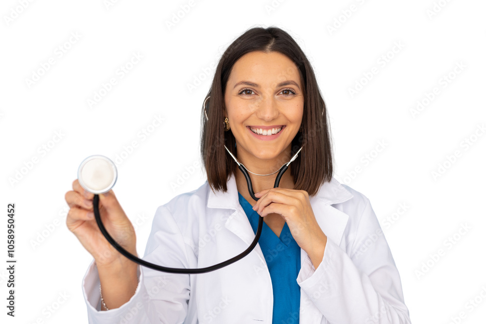 Confident woman doctor ready for patient care Confident woman doctor ready for patient care