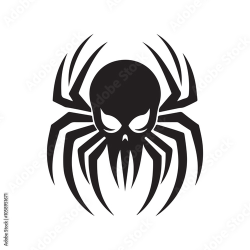 Creepy Spider Silhouette Vector Illustrations for Halloween Designs