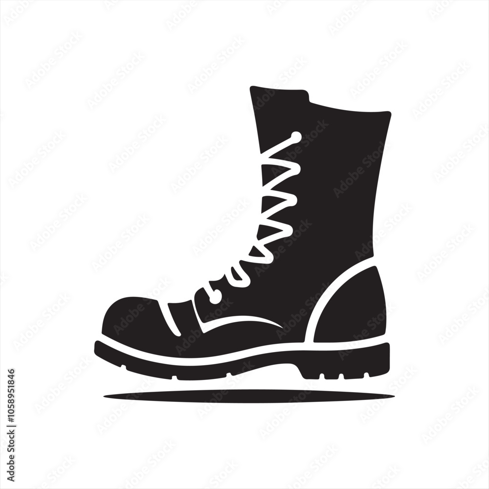 black army or military boot vector icon black army or military boot vector icon