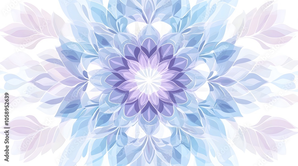 Obraz premium Stylized Lotus Flower Mandala Pattern in Calming Blue and Purple Hues on White Background