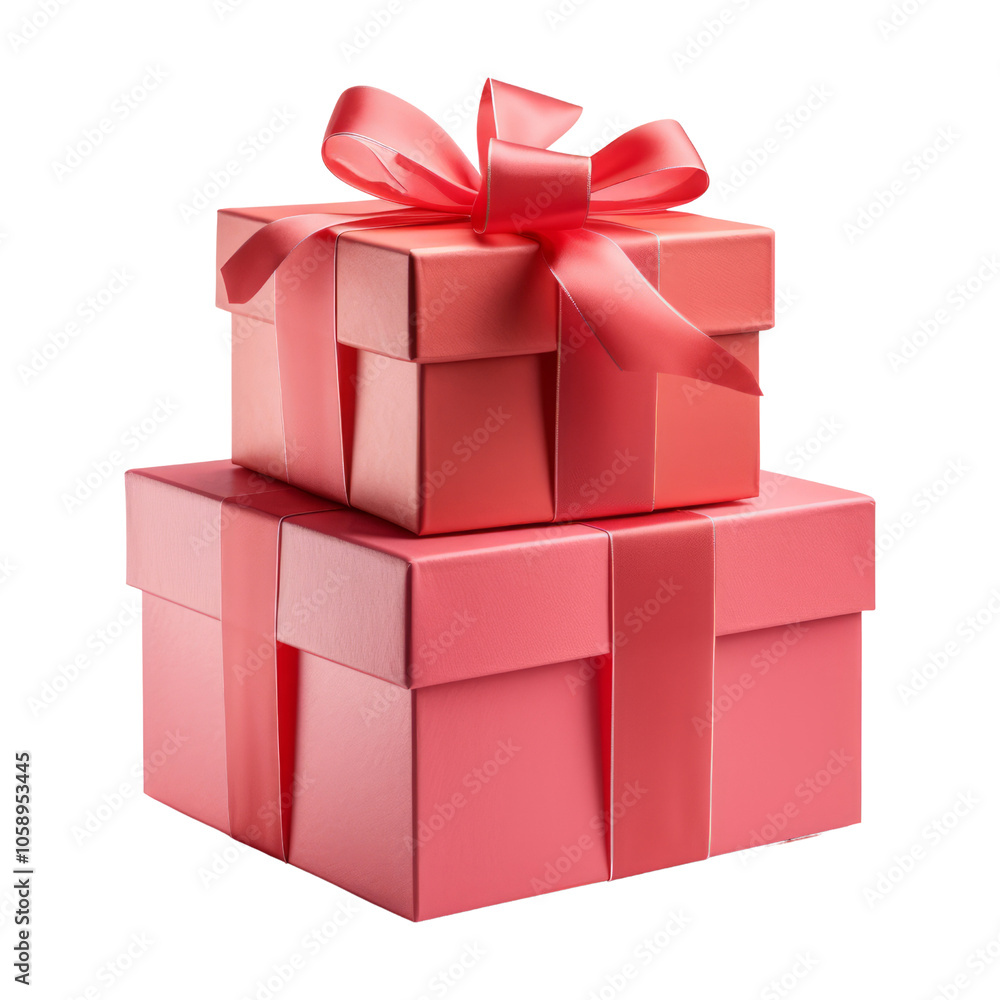 Fototapeta premium stack red gift box isolated on transparent background cutout