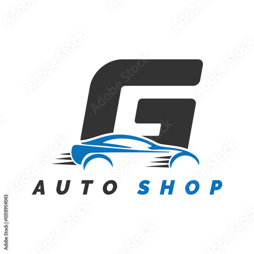 letter G logo auto mechanic with car style. Alphabet G automotive car design icon	