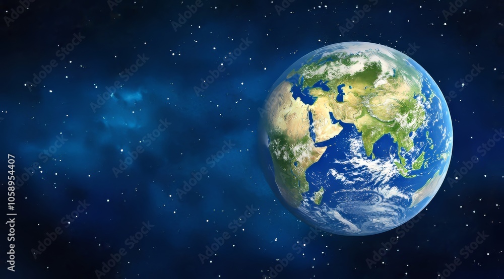 Fototapeta premium Realistic Earth in Space - Earth Day Concept