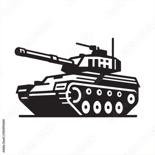 Simple Military tank silhouette vector icon