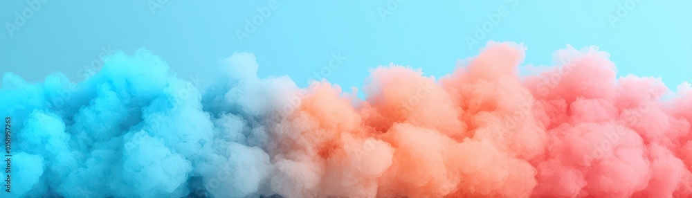 Fototapeta premium Abstract Blue and Pink Smoke Clouds on Light Blue Background